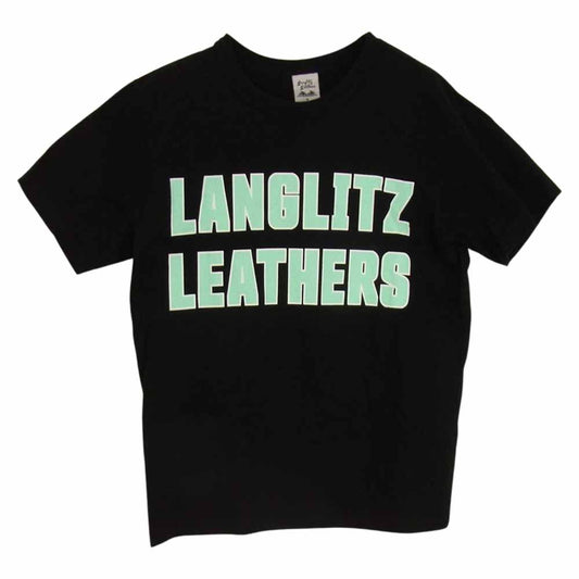 LANGLITZ LEATHERS ラングリッツレザーズ PRINT TEE プリント Tシャツ ブラック系 ライトグリーン系 S【中古】