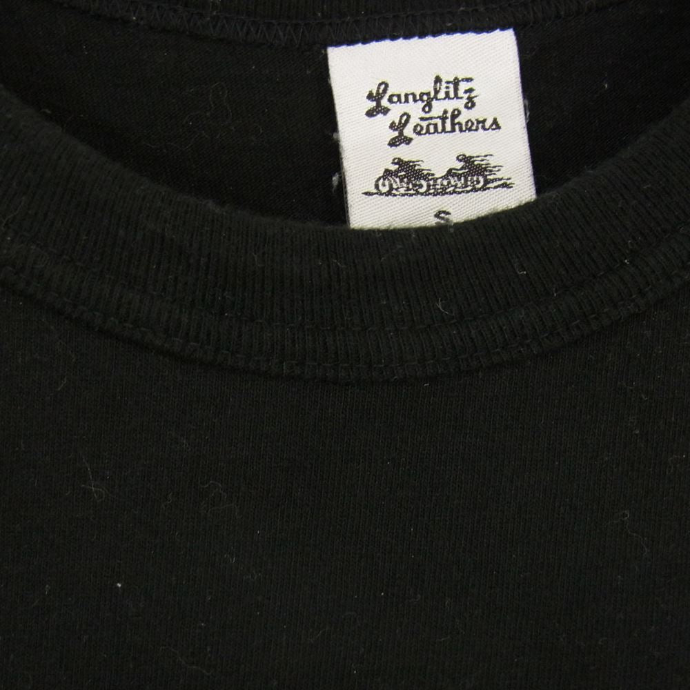 LANGLITZ LEATHERS ラングリッツレザーズ PRINT TEE プリント Tシャツ ブラック系 ライトグリーン系 S【中古】