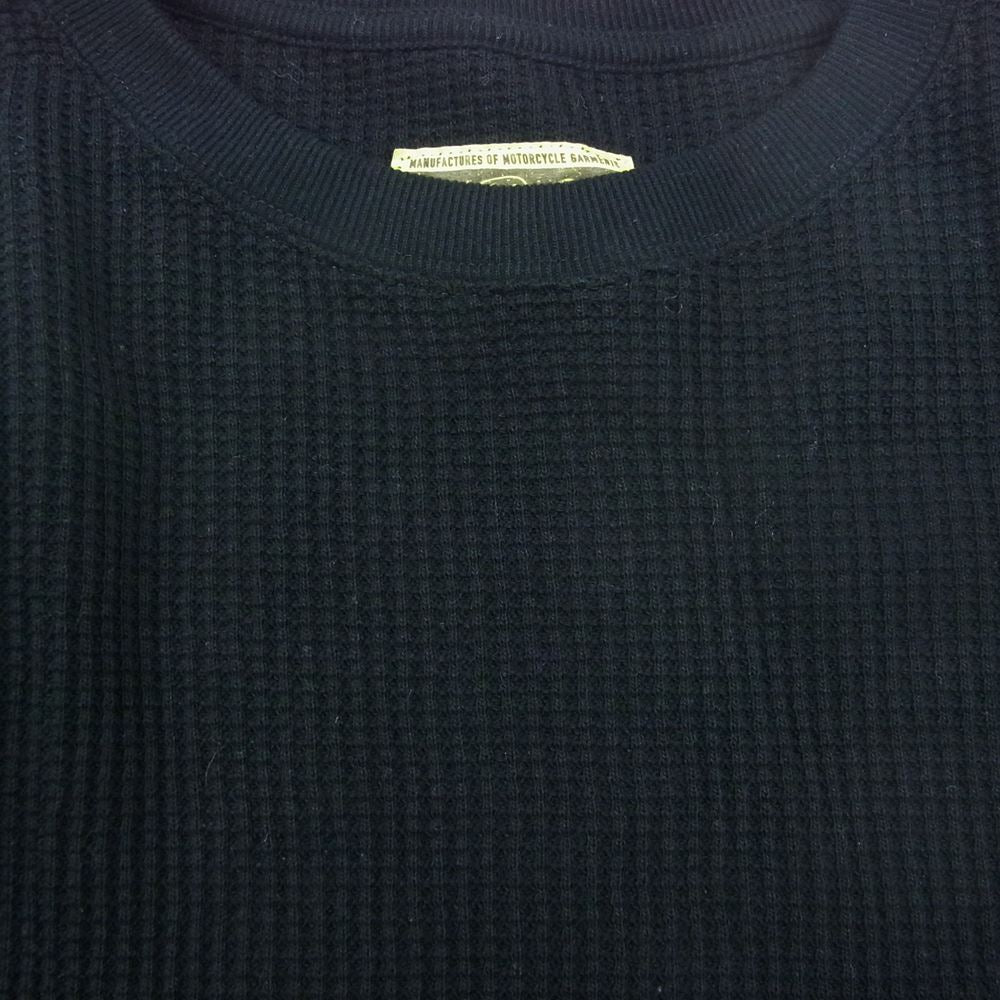 ADDICT CLOTHES アディクトクローズ HEAVY WEIGHT WAFFLE CREW ヘビーウェイト ワッフル クルー 長袖Tシャツ カットソー ブラック系 36【中古】