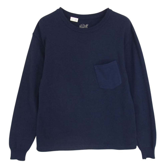 ADDICT CLOTHES アディクトクローズ T-CLOTH KNIT 胸ポケット付き クロス ニット ネイビー系 36【中古】