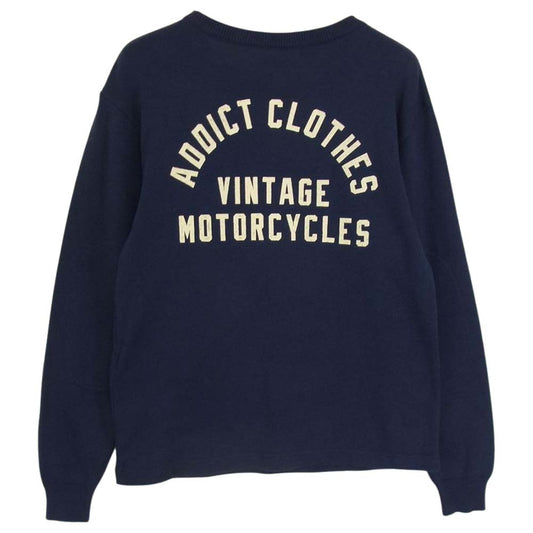 ADDICT CLOTHES アディクトクローズ T-CLOTH KNIT 胸ポケット付き クロス ニット ネイビー系 36【中古】