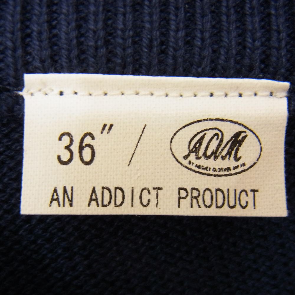 ADDICT CLOTHES アディクトクローズ T-CLOTH KNIT 胸ポケット付き クロス ニット ネイビー系 36【中古】