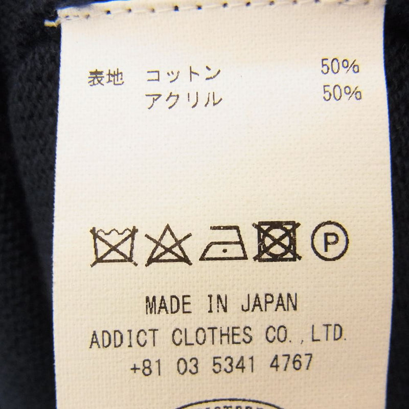 ADDICT CLOTHES アディクトクローズ T-CLOTH KNIT 胸ポケット付き クロス ニット ネイビー系 36【中古】