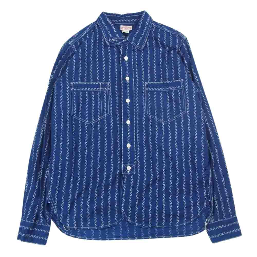 The REAL McCOY'S ザリアルマッコイズ MS15022 DOUBLE DIAMOND FLOWER PATTERN SHIRT フラワー パターン シャツ ネイビー系 14【中古】