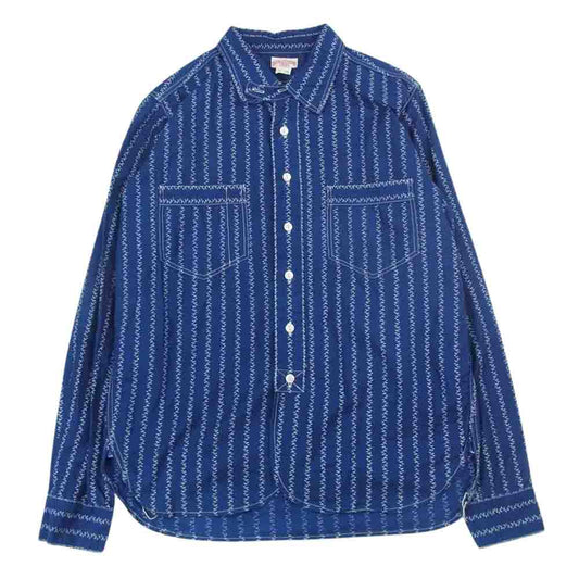 The REAL McCOY'S ザリアルマッコイズ MS15022 DOUBLE DIAMOND FLOWER PATTERN SHIRT フラワー パターン シャツ ネイビー系 14【中古】