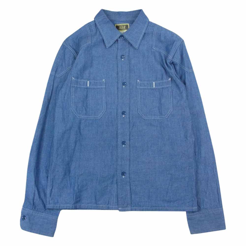 ADDICT CLOTHES アディクトクローズ PADDED CHAMBRAY SHIRT パデッド シャンブレー シャツ インディゴブルー系 36【中古】