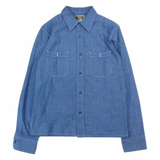 ADDICT CLOTHES アディクトクローズ PADDED CHAMBRAY SHIRT パデッド シャンブレー シャツ インディゴブルー系 36【中古】