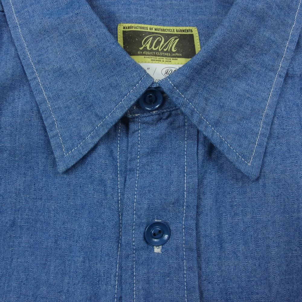 ADDICT CLOTHES アディクトクローズ PADDED CHAMBRAY SHIRT パデッド シャンブレー シャツ インディゴブルー系 36【中古】