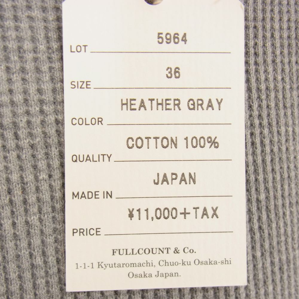 FULLCOUNT フルカウント 5964 HEAVY WEIGHT WAFFLE LONG SLEEVE T-SHIRTS 度詰 ワッフル サーマル カットソー グレー系 36【新古品】【未使用】【中古】