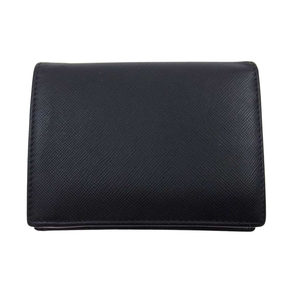 PRADA プラダ 1M0204 サフィアーノ 二つ折り財布 コンパクト ウォレット ブラック系 NERO【中古】