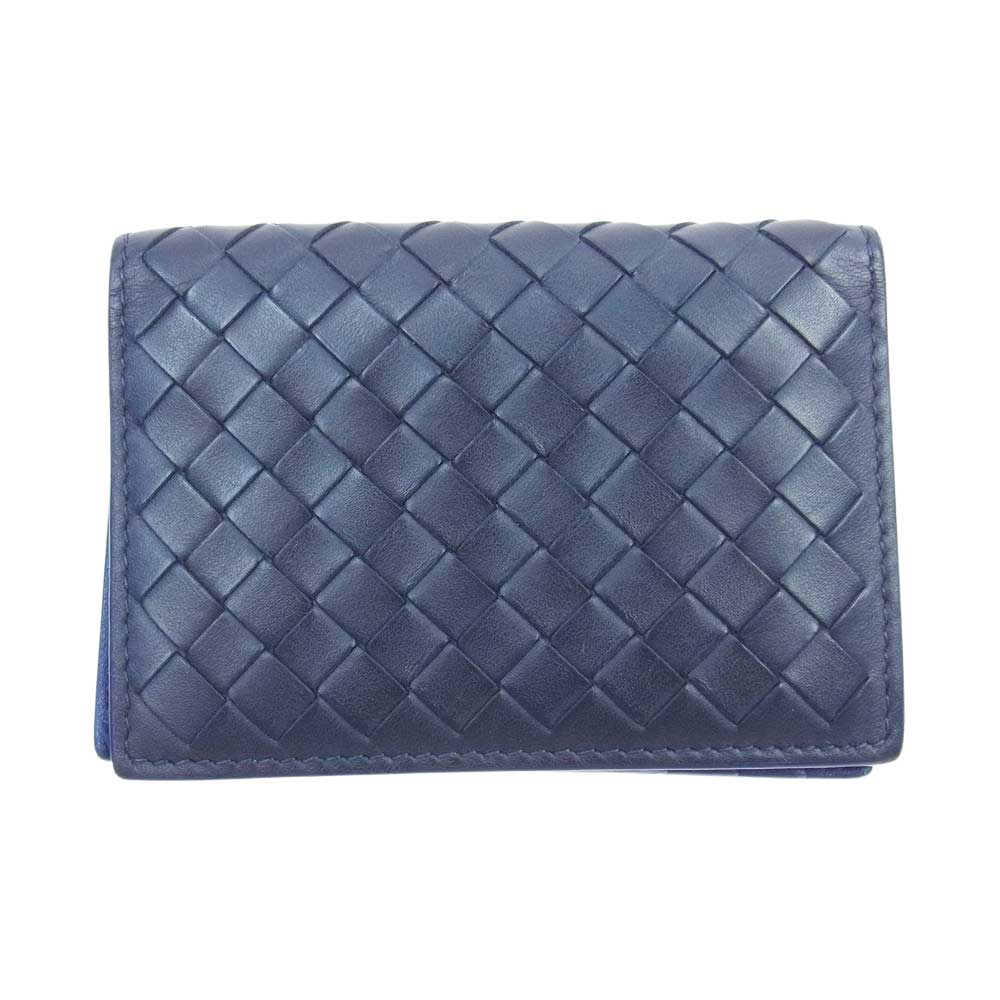 BOTTEGAVENETA ボッテガヴェネタ イントレチャート レザー カードケース ブラック系 ブルー系【中古】