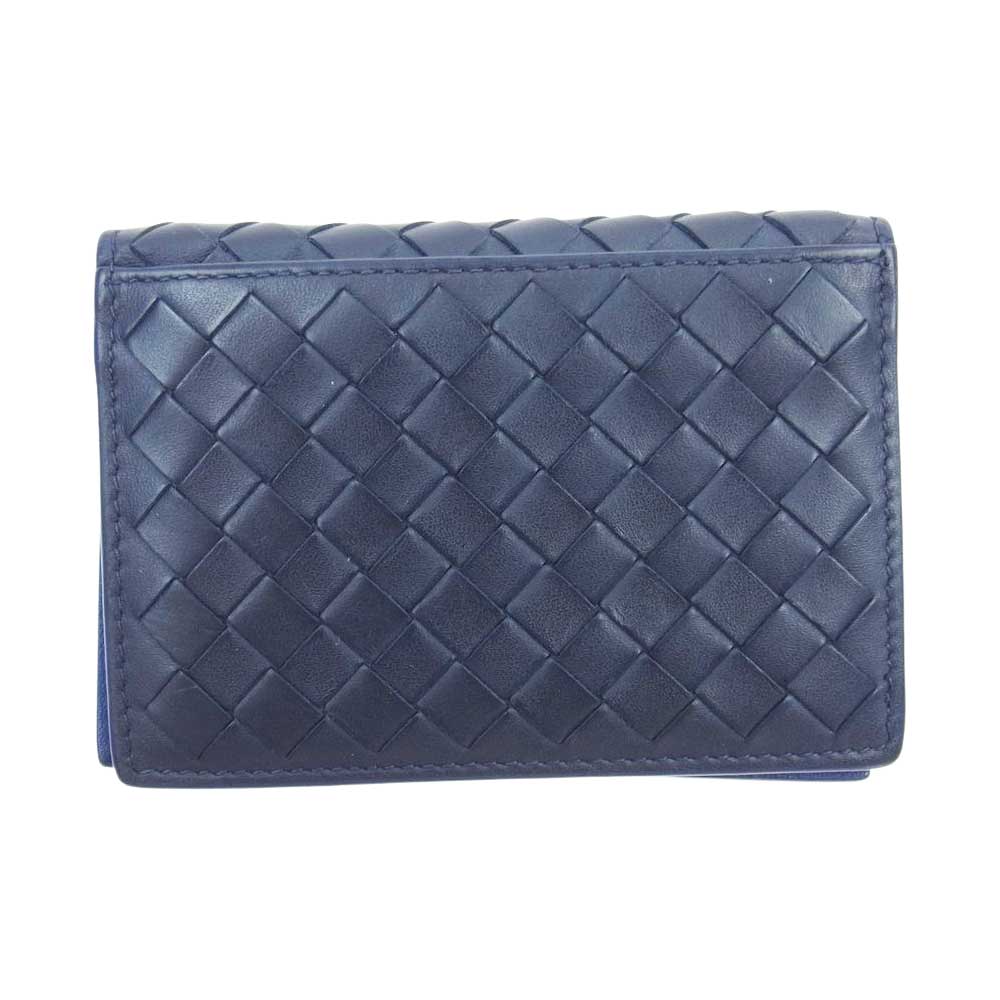 BOTTEGAVENETA ボッテガヴェネタ イントレチャート レザー カードケース ブラック系 ブルー系【中古】
