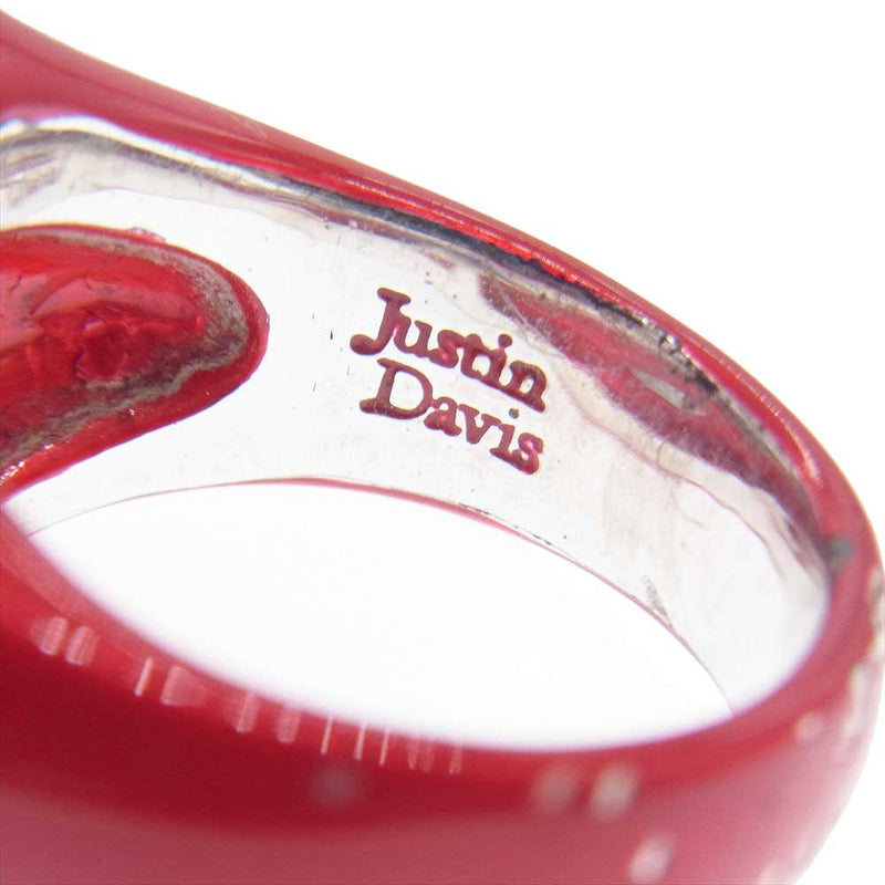 Justin Davis ジャスティンデイビス SRJ345 3 RED 9 ANGELINA RING アンジェリーナ リング シルバー925  レッド系 約15号【中古】