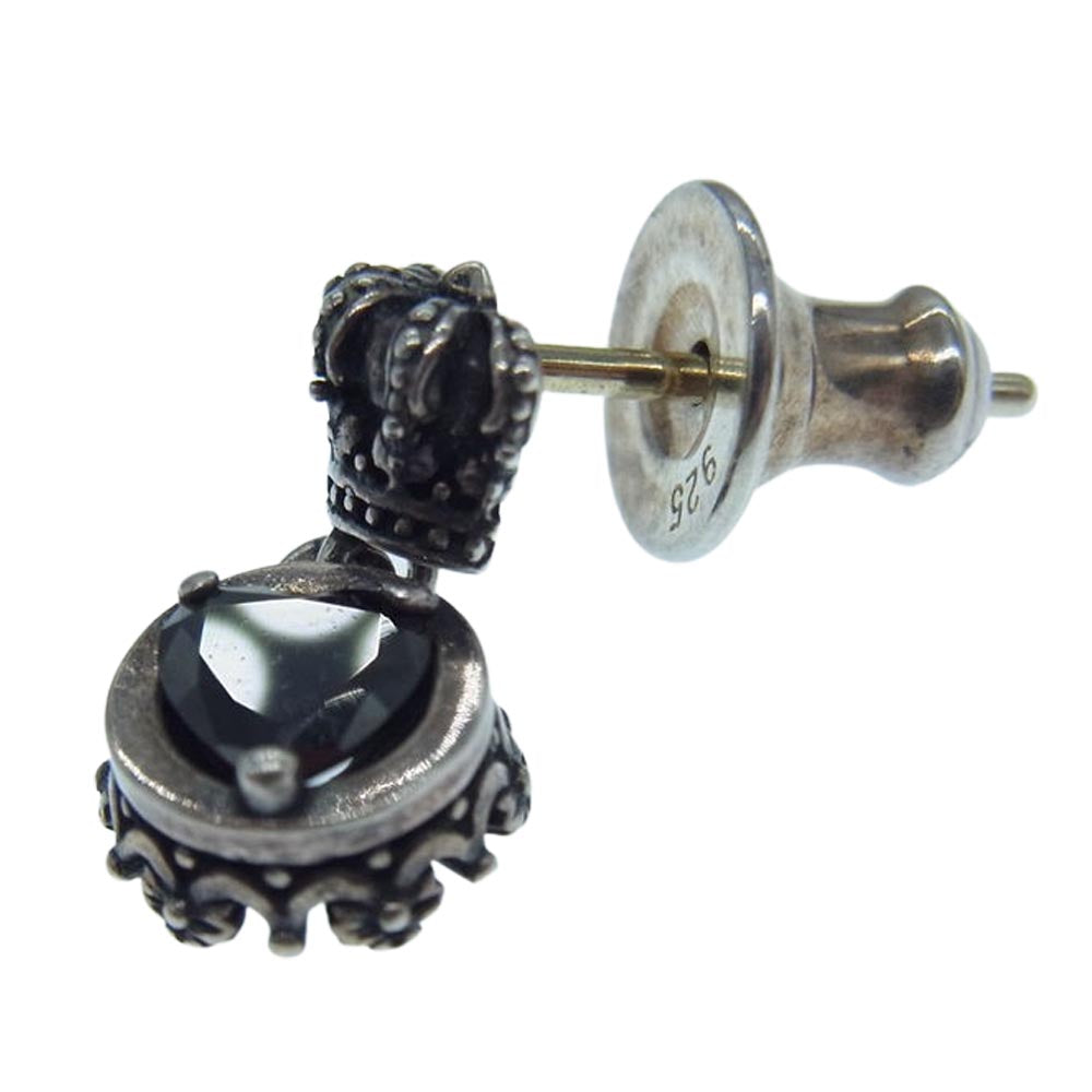 Justin Davis ジャスティンデイビス SEJ650 2 BLK CHERIE HEART シェリー ハート クラウン ピアス シルバー系【中古】