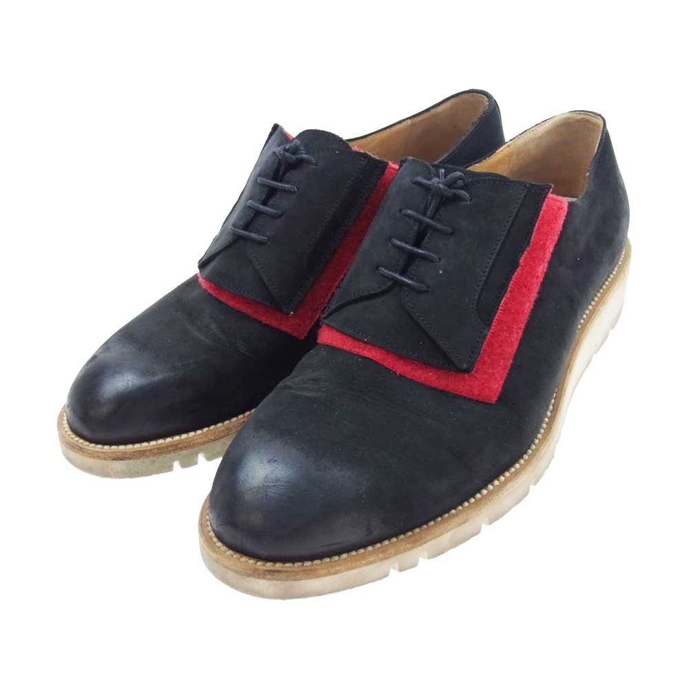 MAISON MARGIELA メゾンマルジェラ S57WQ0059SX9570964 City Lace-Up レースアップ ベルクロ ヌバックレザー シューズ ブラック系 レッド系 42【中古】