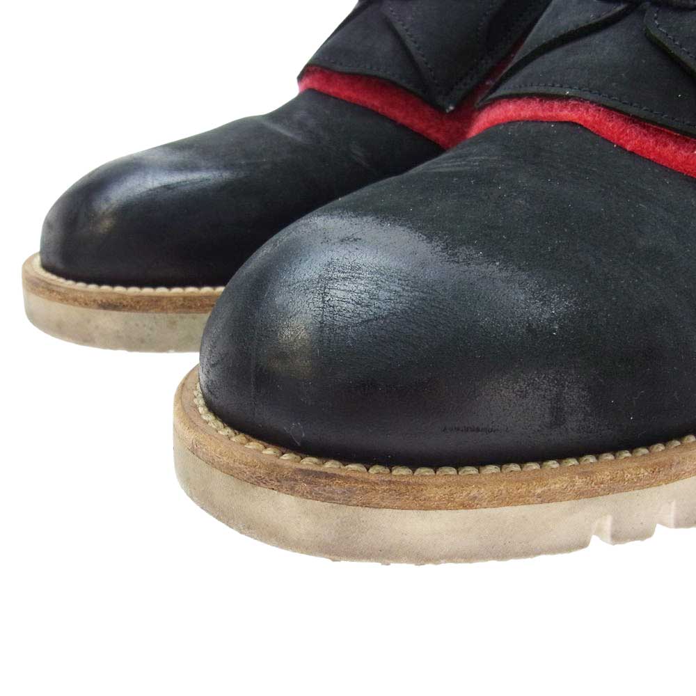 MAISON MARGIELA メゾンマルジェラ S57WQ0059SX9570964 City Lace-Up レースアップ ベルクロ ヌバックレザー シューズ ブラック系 レッド系 42【中古】