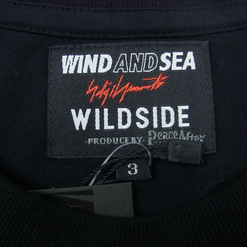 ワイルドサイド ヨウジヤマモト WIND AND SEA WS-22WSTE-02 ウィンダンシー サイドジップ ロゴ総柄 Tシャツ ブラック系 3【中古】
