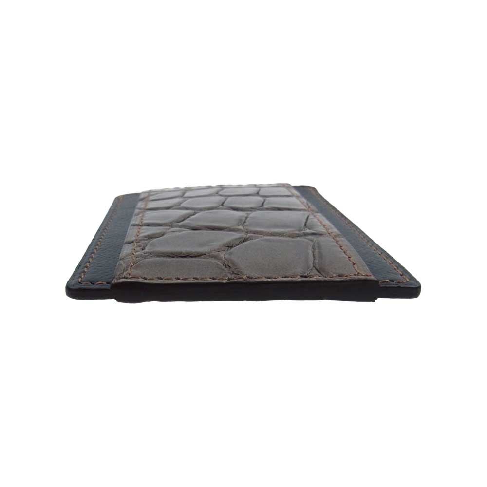 大峡製鞄　 リアルクロコ カードケース コンビ ブラック系【極上美品】【中古】