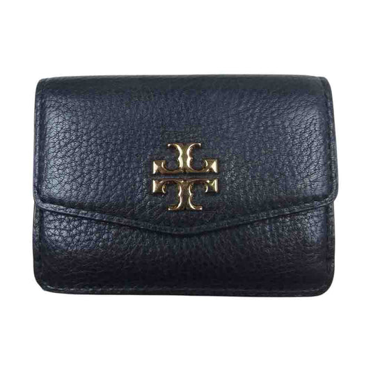 Tory Burch トリーバーチ 三つ折り コンパクト レザー ウオレット 財布  ブラック系 OS【中古】