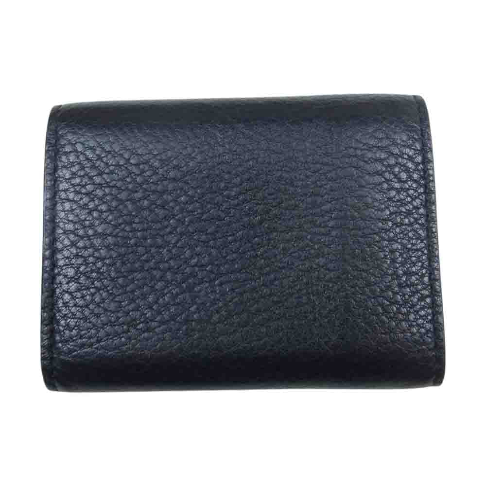 Tory Burch トリーバーチ 三つ折り コンパクト レザー ウオレット 財布  ブラック系 OS【中古】