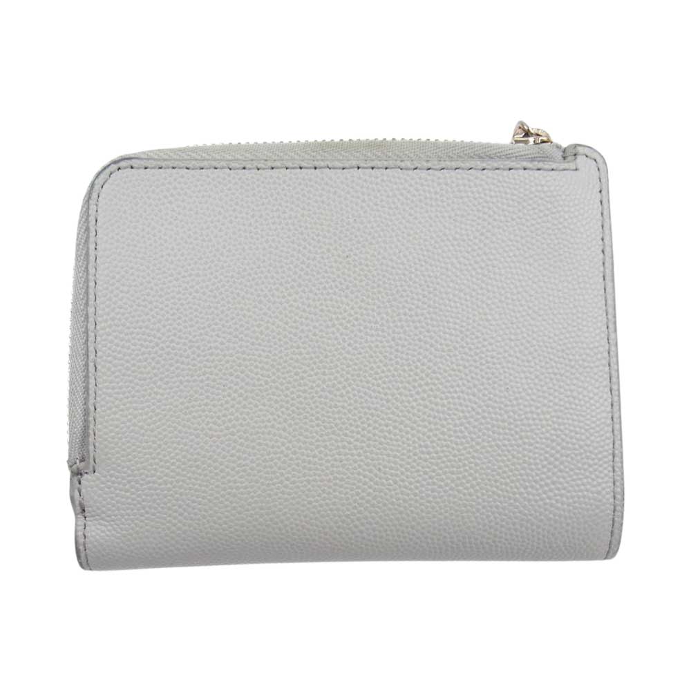 Furla フルラ 二つ折り レザー ウオレット 財布  グレー系【中古】