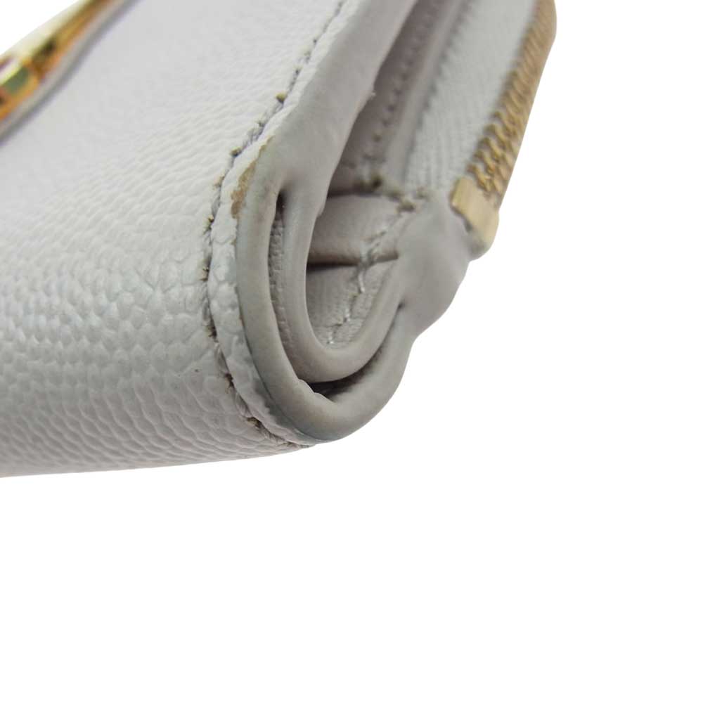 Furla フルラ 二つ折り レザー ウオレット 財布  グレー系【中古】