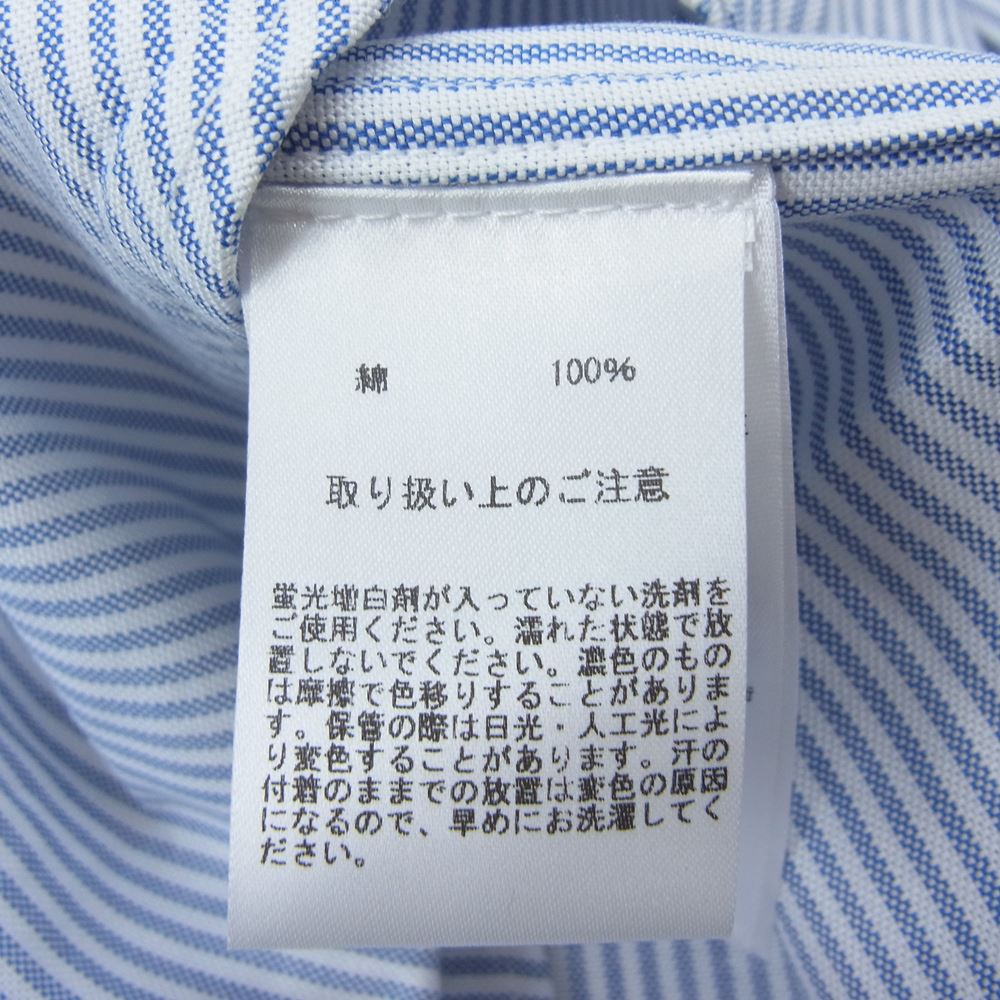 ブルックス ブラザーズ USA製 ボタンダウン ストライプ オックスフォード 長袖 シャツ  ブルー系 15【新古品】【未使用】【中古】