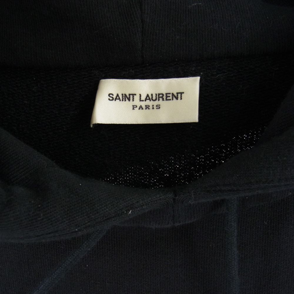 SAINT LAURENT サンローラン 464581 YB2PG シグニチャー クロップ ロゴプリント パーカー ブラック系 M【中古】