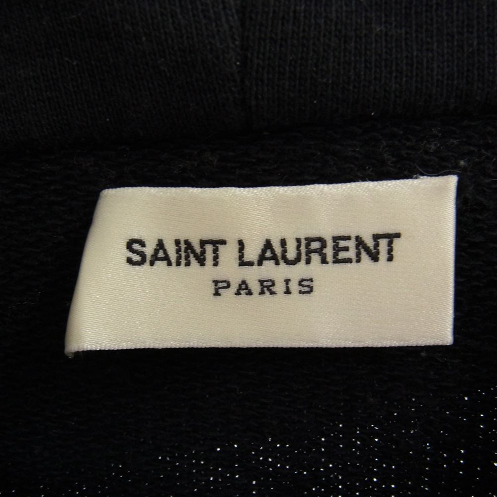 SAINT LAURENT サンローラン 464581 YB2PG シグニチャー クロップ ロゴプリント パーカー ブラック系 M【中古】