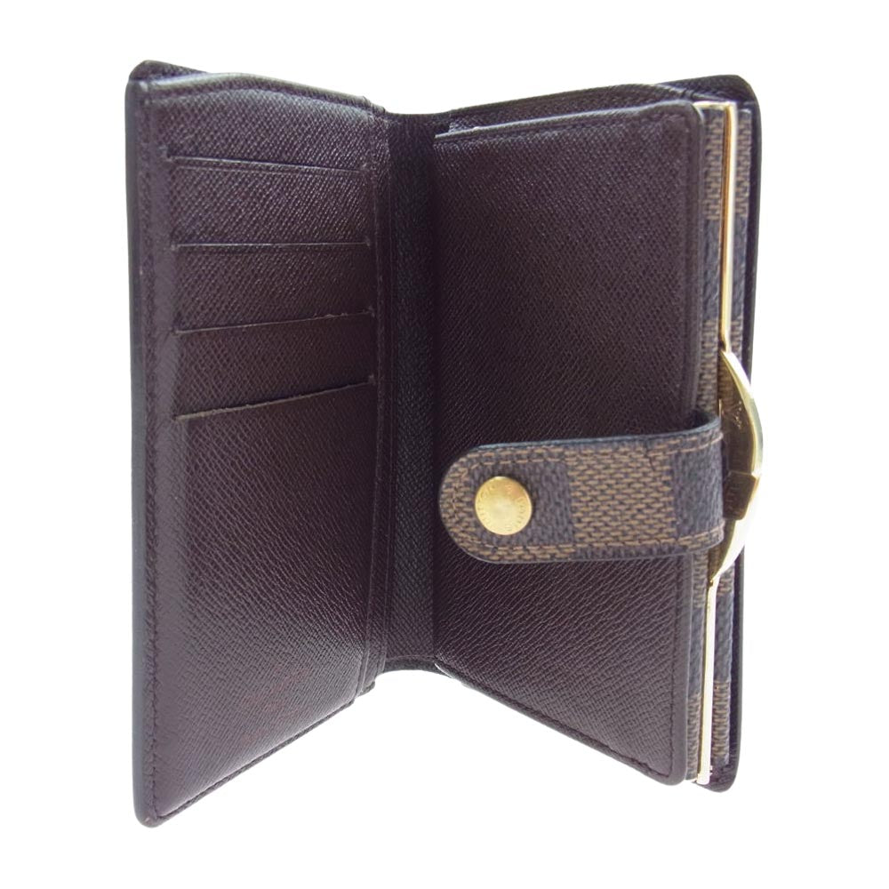 LOUIS VUITTON ルイ・ヴィトン N61664 ダミエ ポルトフォイユ ヴィエノワ 二つ折り がま口 財布 ウォレット ブラウン系 ダークブラウン系【中古】