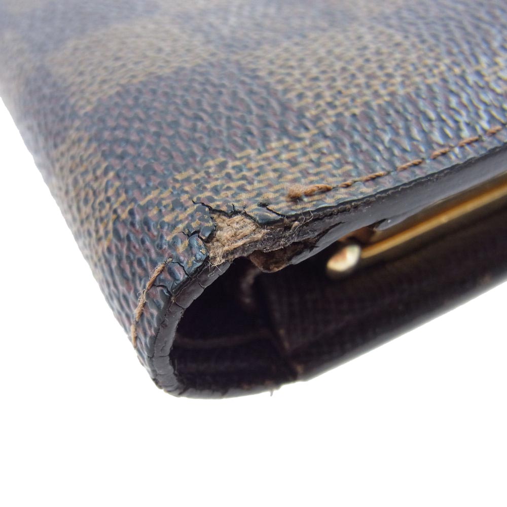 LOUIS VUITTON ルイ・ヴィトン N61664 ダミエ ポルトフォイユ ヴィエノワ 二つ折り がま口 財布 ウォレット ブラウン系 ダークブラウン系【中古】