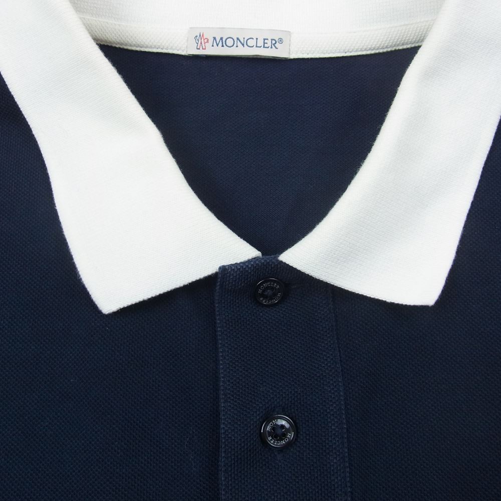 MONCLER モンクレール POLO SHIRT コットン ポロ シャツ ネイビー系 XXL【中古】