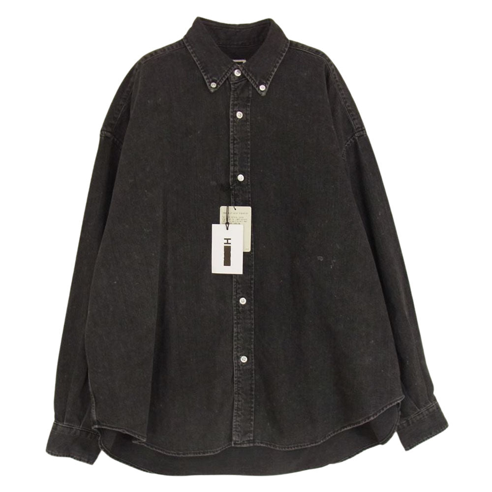 エイチビューティーアンドユース 1211-299-7835-0950 BLACK DENIM BIG BD SHIRT ダメージ加工 オーバーサイズ ボタンダウン デニムシャツ ブラック系 M【中古】