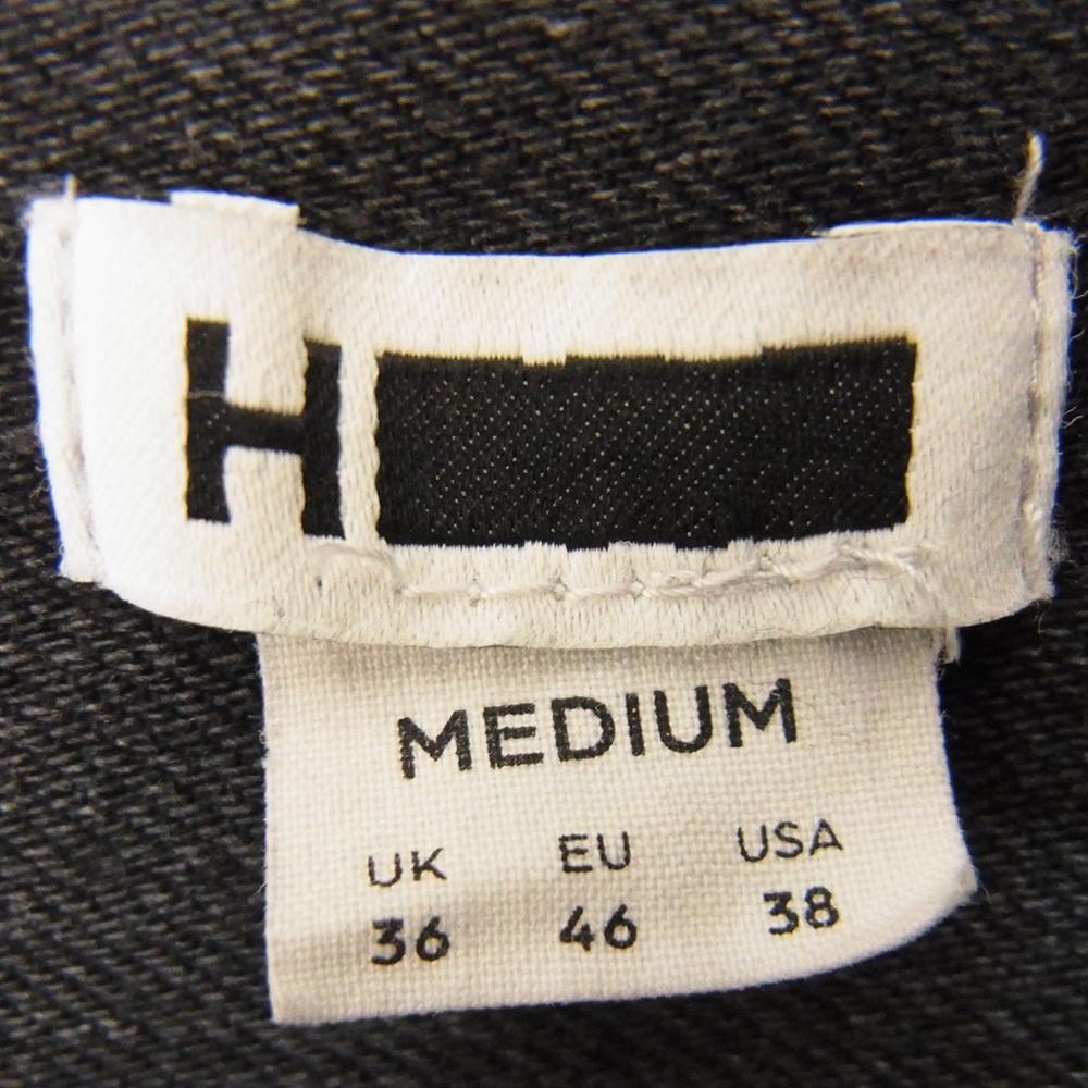 エイチビューティーアンドユース 1211-299-7835-0950 BLACK DENIM BIG BD SHIRT ダメージ加工 オーバーサイズ ボタンダウン デニムシャツ ブラック系 M【中古】