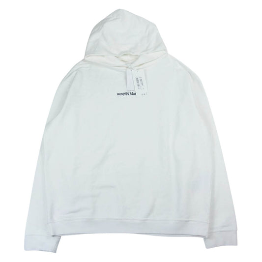 MAISON MARGIELA メゾンマルジェラ 22SS  S50GU0167 10ライン HOODIE UPSIDE DOWN LOGO ロゴ 刺繍 スウェット パーカー ホワイト系 48【新古品】【未使用】【中古】