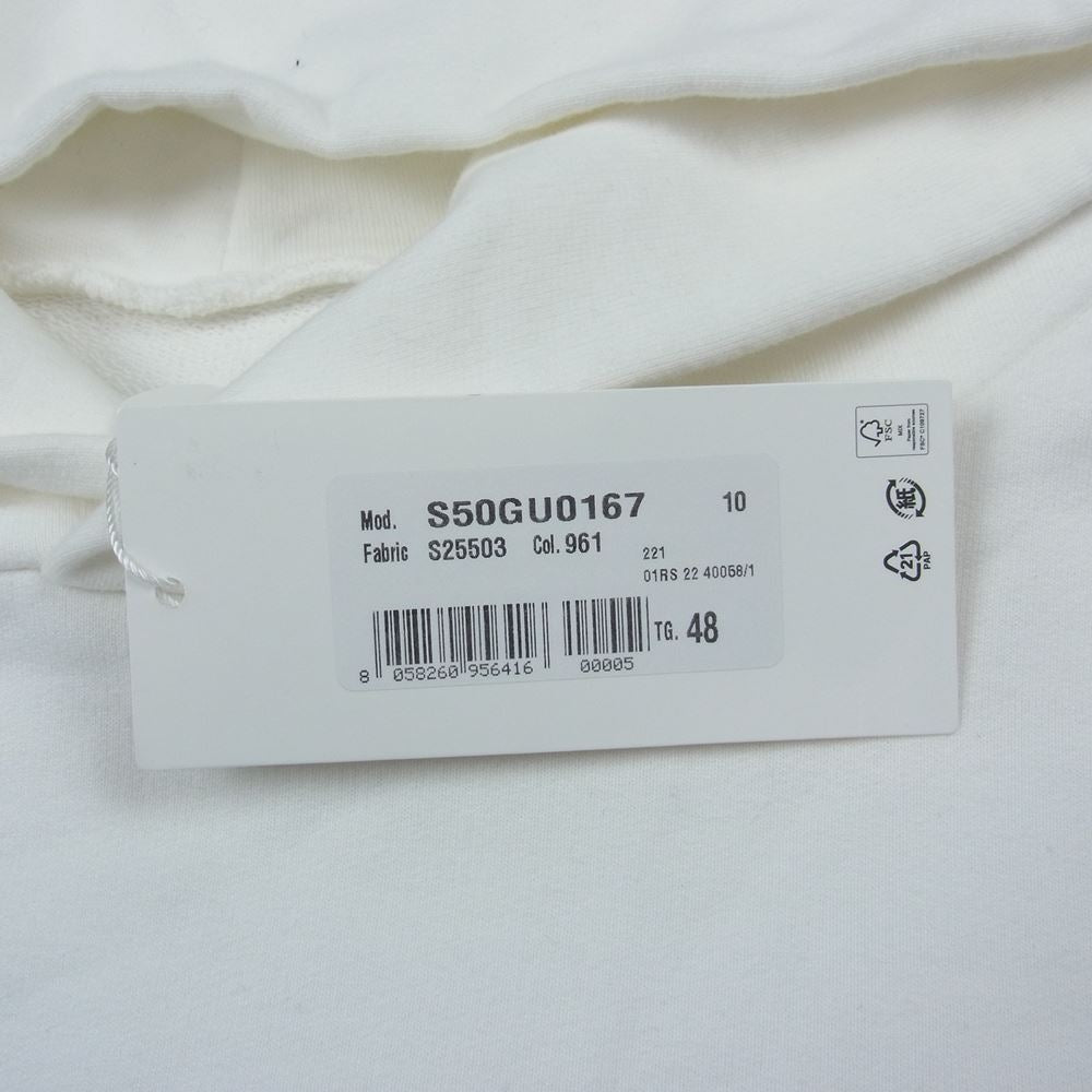 MAISON MARGIELA メゾンマルジェラ 22SS  S50GU0167 10ライン HOODIE UPSIDE DOWN LOGO ロゴ 刺繍 スウェット パーカー ホワイト系 48【新古品】【未使用】【中古】