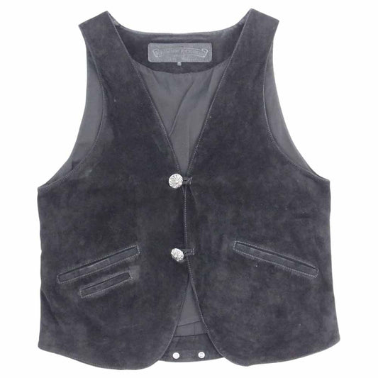 CHROME HEARTS クロムハーツ（原本無） 国内正規品 2B クロスボール レザー スエード ベスト ブラック系 S【中古】
