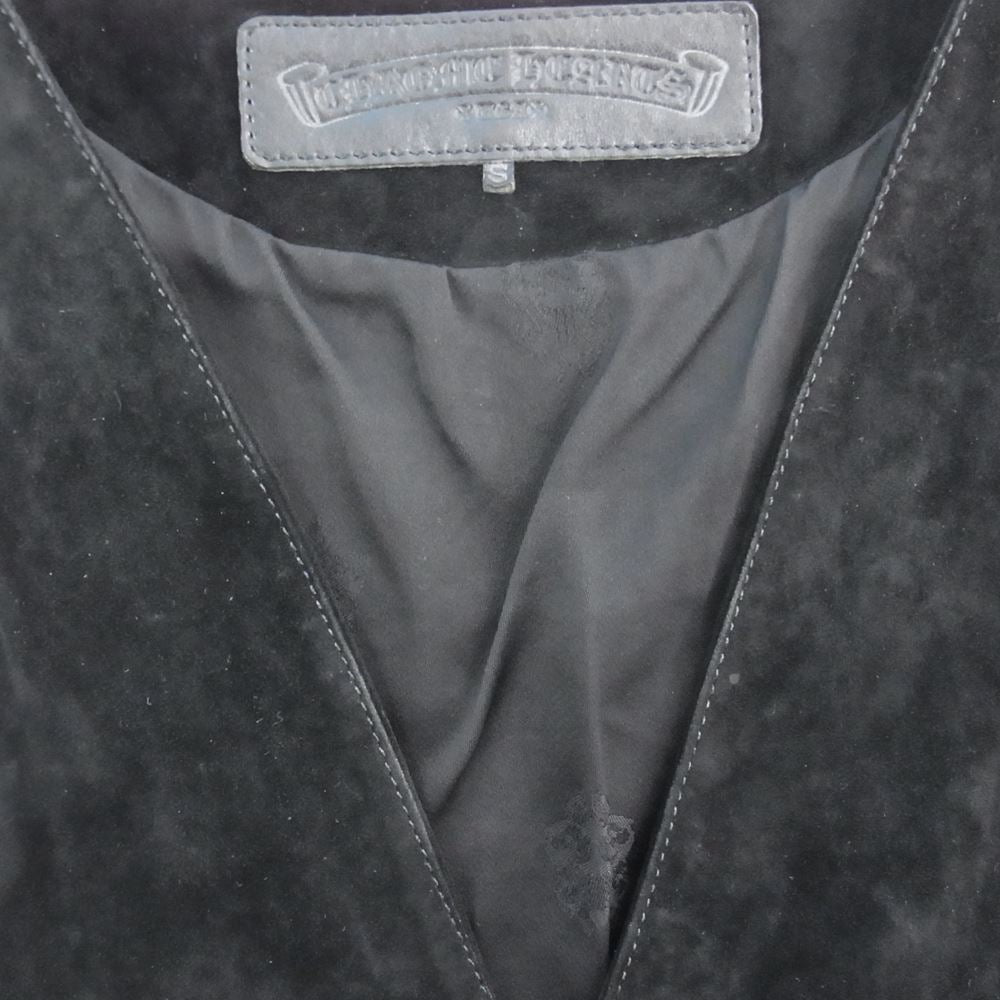CHROME HEARTS クロムハーツ（原本無） 国内正規品 2B クロスボール レザー スエード ベスト ブラック系 S【中古】