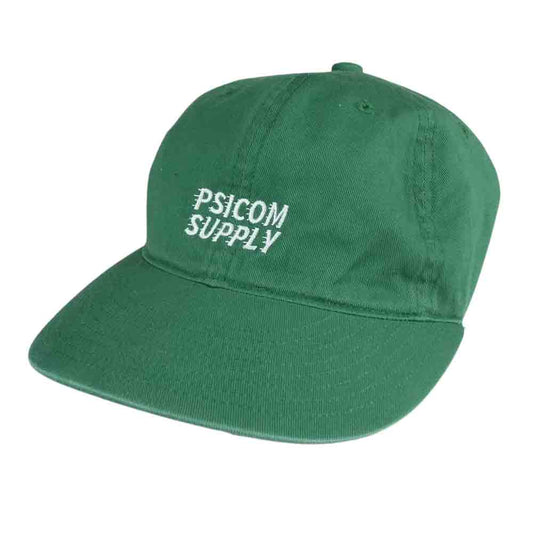 Psicom サイコム Supply ロゴ刺繍 6パネル キャップ 帽子 カーキ系 グリーン系【中古】
