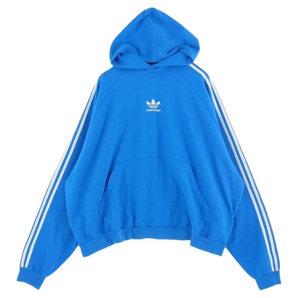 BALENCIAGA バレンシアガ 729322 TNVN2  × adidas Hoodie Large Fit アディダス フーディ スウェット パーカー ブルー系 2【中古】