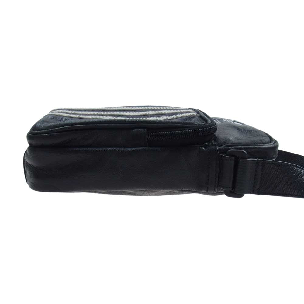 BALENCIAGA バレンシアガ 22AW 721850 × adidas アディダス 3ストライプ ラムスキン スモールクロスボディ メッセンジャー ショルダー バッグ 羊革  ブラック系【美品】【中古】