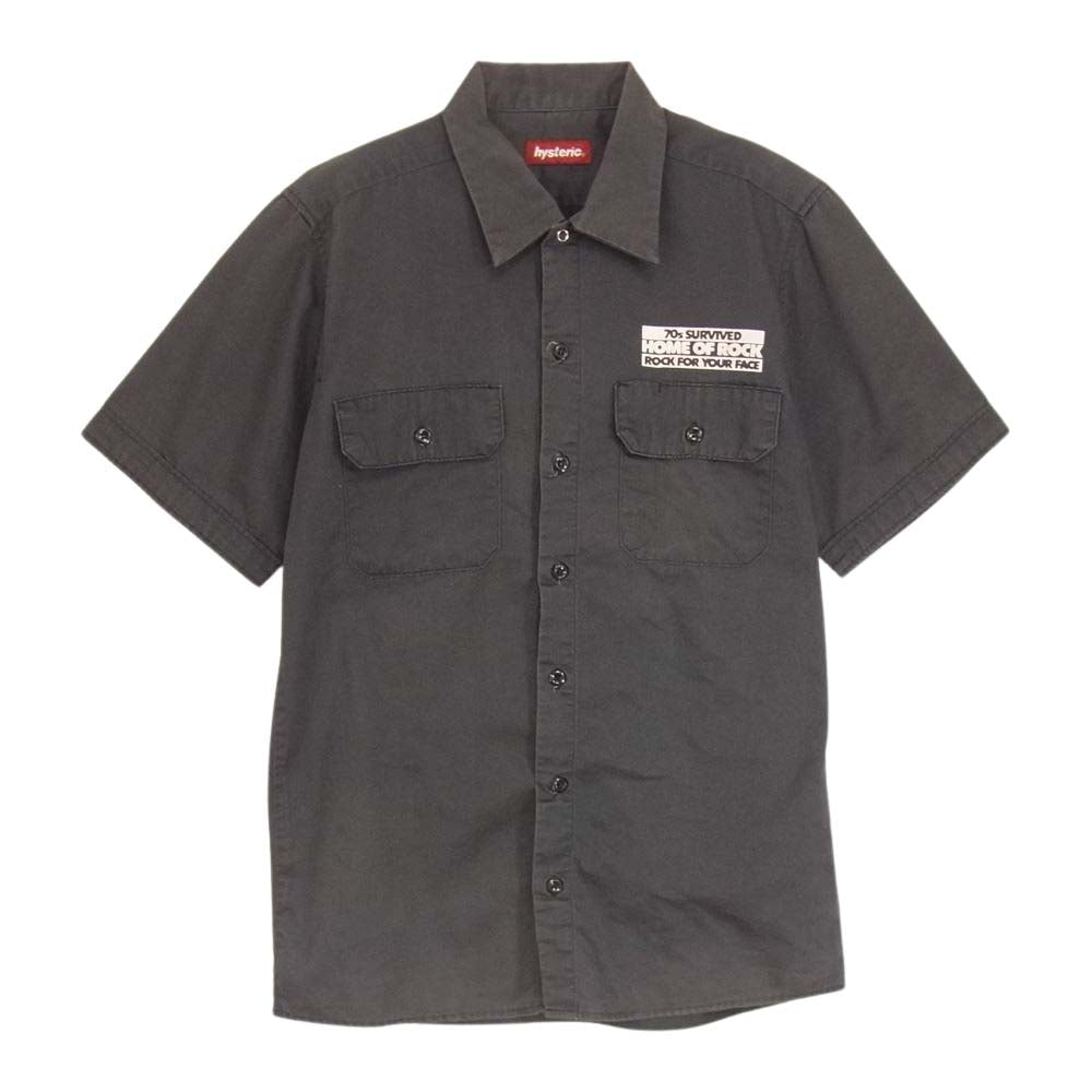 HYSTERIC GLAMOUR ヒステリックグラマー 2AH-0260 コットン 半袖 ワーク シャツ チャコール系 FREE【中古】