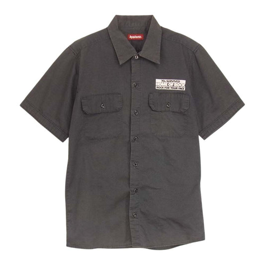 HYSTERIC GLAMOUR ヒステリックグラマー 2AH-0260 コットン 半袖 ワーク シャツ チャコール系 FREE【中古】