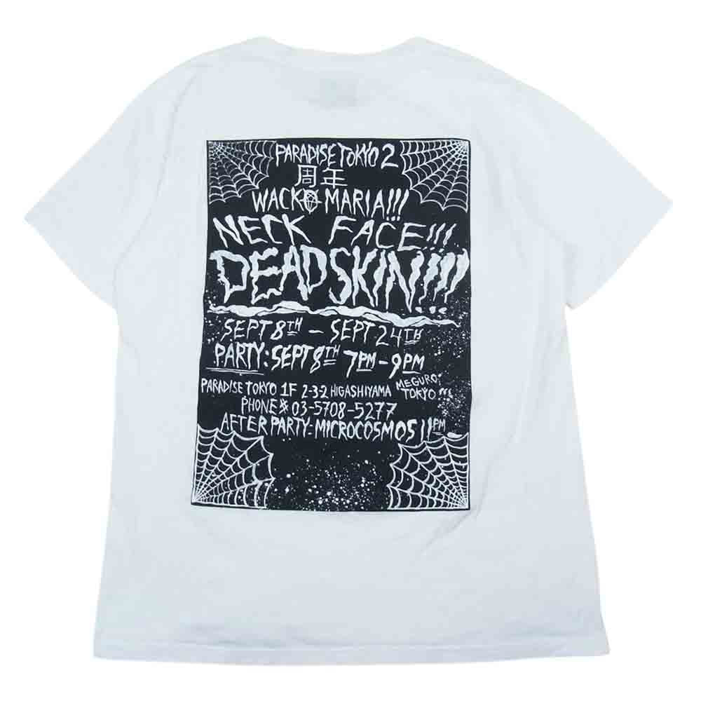 WACKO MARIA ワコマリア PARADISE TOKYO 2周年記念 ネックフェイス フライヤー プリント Tシャツ  ホワイト系 M【中古】