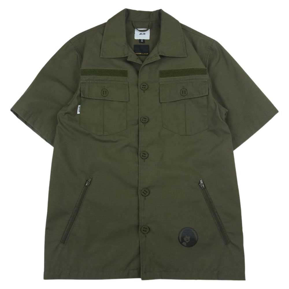 HYSTERIC GLAMOUR ヒステリックグラマー 02211AH12 × ArkAir アークエア ユーティリティ 半袖 シャツ カーキ系 S【中古】
