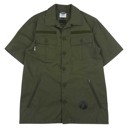 HYSTERIC GLAMOUR ヒステリックグラマー 02211AH12 × ArkAir アークエア ユーティリティ 半袖 シャツ カーキ系 S【中古】