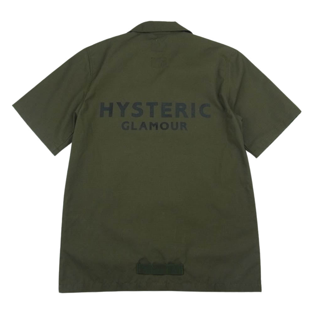 HYSTERIC GLAMOUR ヒステリックグラマー 02211AH12 × ArkAir アークエア ユーティリティ 半袖 シャツ カーキ系 S【中古】