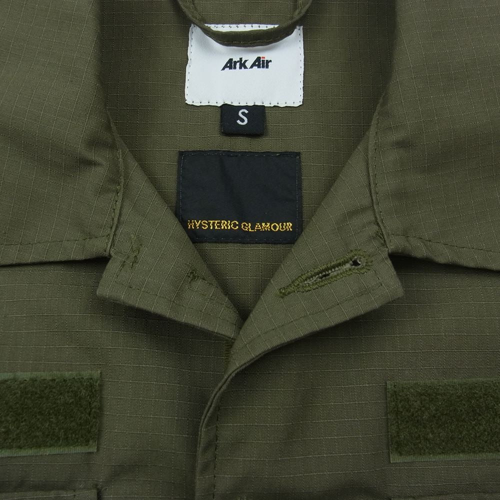 HYSTERIC GLAMOUR ヒステリックグラマー 02211AH12 × ArkAir アークエア ユーティリティ 半袖 シャツ カーキ系 S【中古】