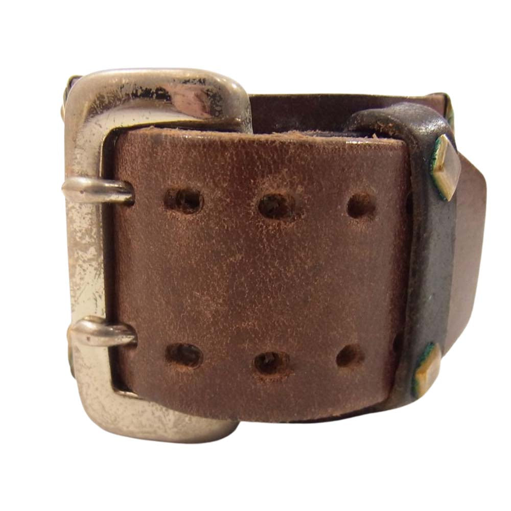 WOLF'S HEAD ウルフズヘッド 50ｍｍ スタッズ レザー ブレスレット ブラウン ブラウン系【中古】