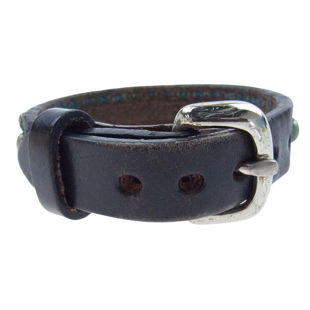 WOLF'S HEAD ウルフズヘッド 15mm スタッズ レザー ブレスレット ブラック  ブラック系【中古】